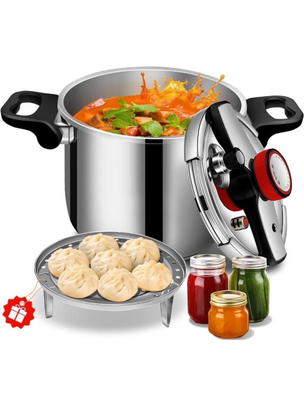 Extra Large 12.68qt Stainless Steel Pressure Canner Pot - Safe, Multi-Use for